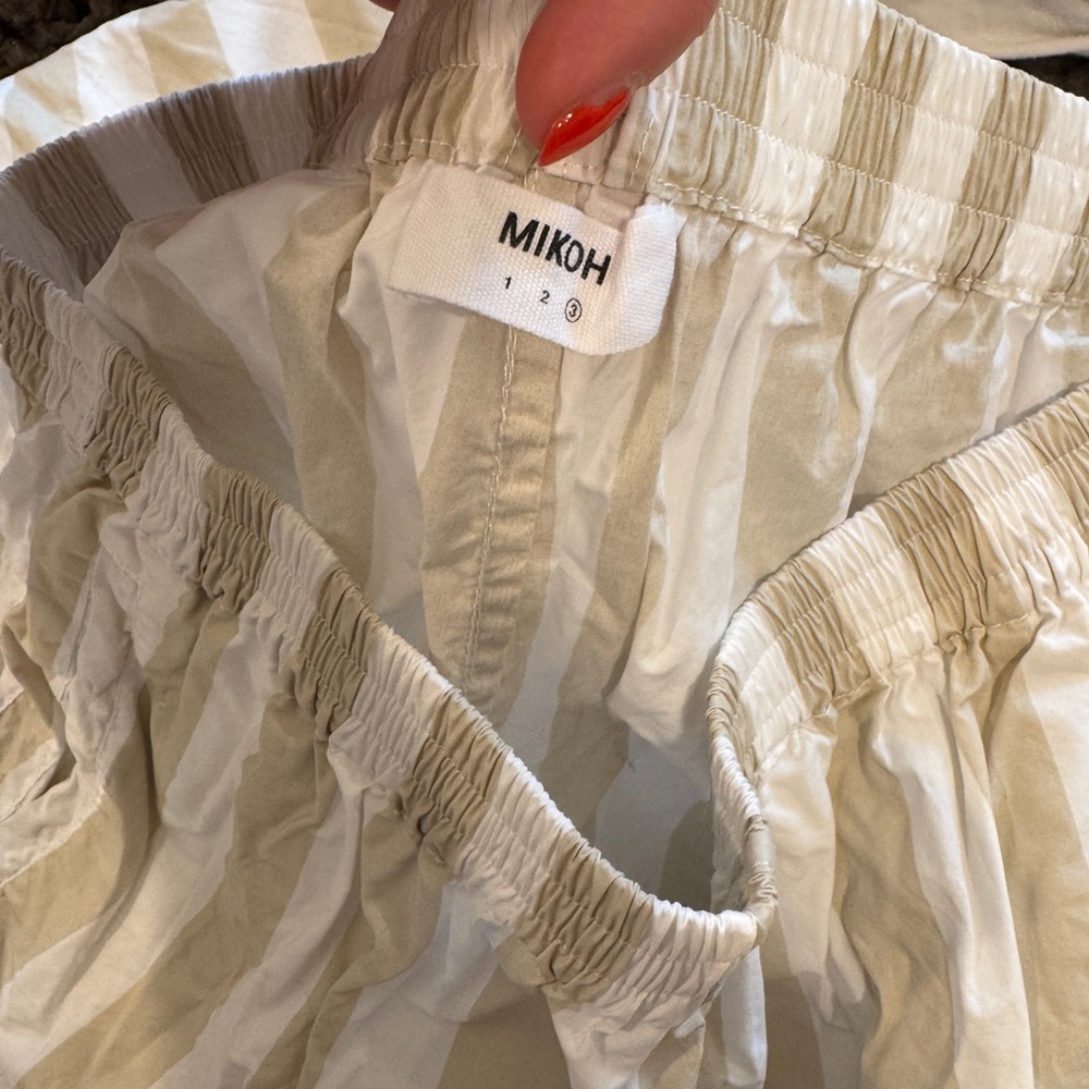 Mikoh Striped Beige and White Shirt and Shorts Set - Picture 2 of 3